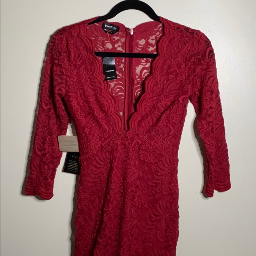 Bebe Red Lace Bodycon Dress